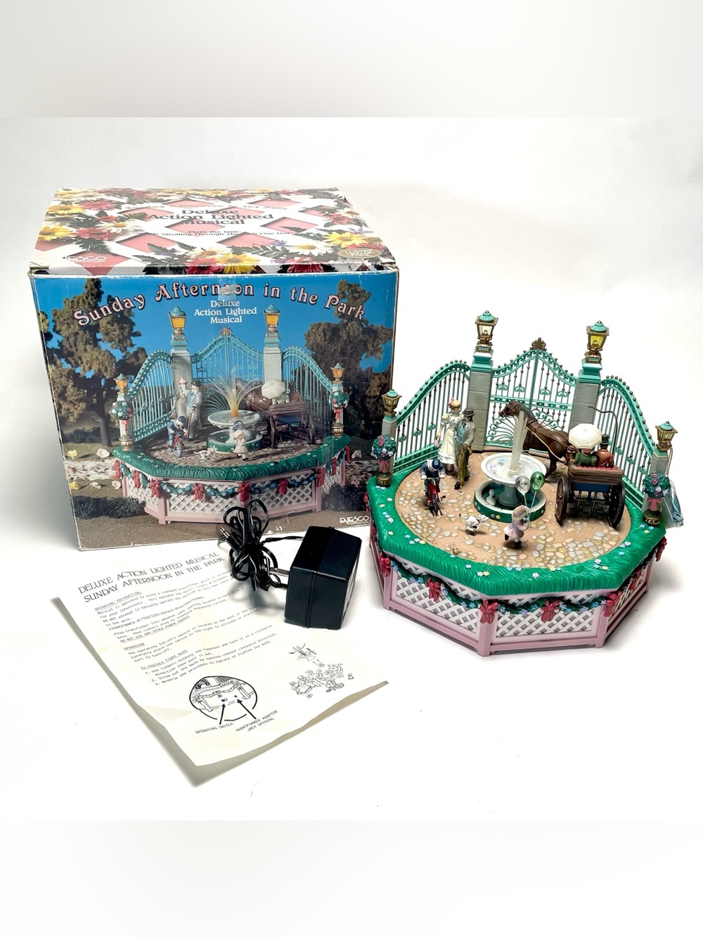 Vintage 1991 Enesco Victorian Sunday Afternoon In The Park Animated Musical